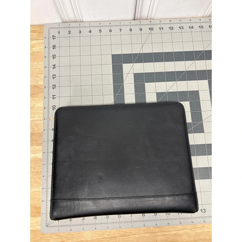 Franklin Quest Planner Portfolio Black Leather 7 Ring Zipper USA Organizer